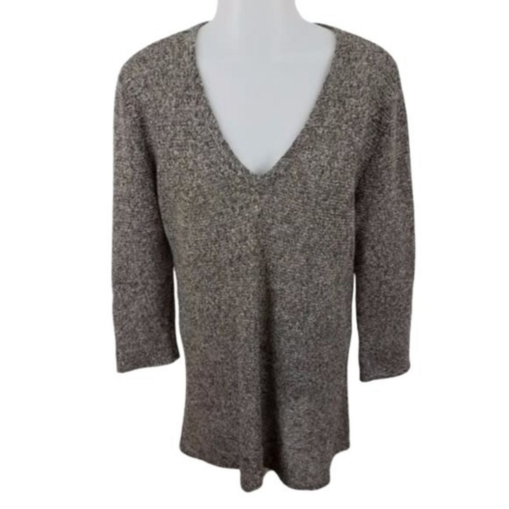 magaschoni sweater 100% linen womens S gray brown‎